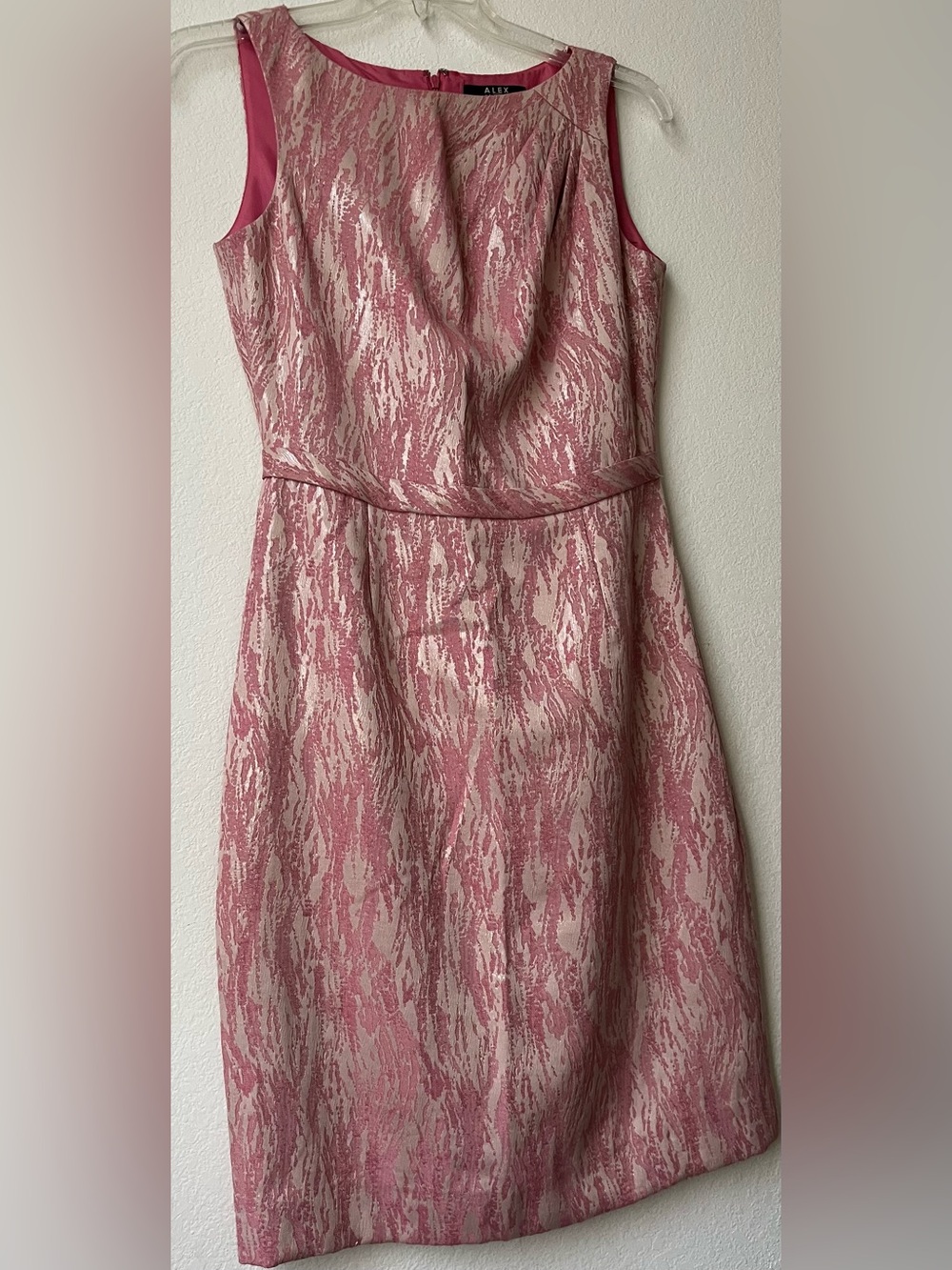 Alex Marie Pink Metallic-Patterned Sleeveless Sheath Dress